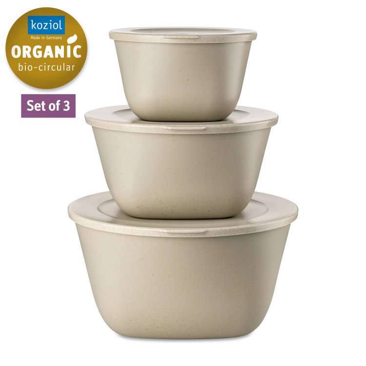 Koziol Skåle med låg 1L+2L+4L, Connect Box Set Stockholm, Desert Sand