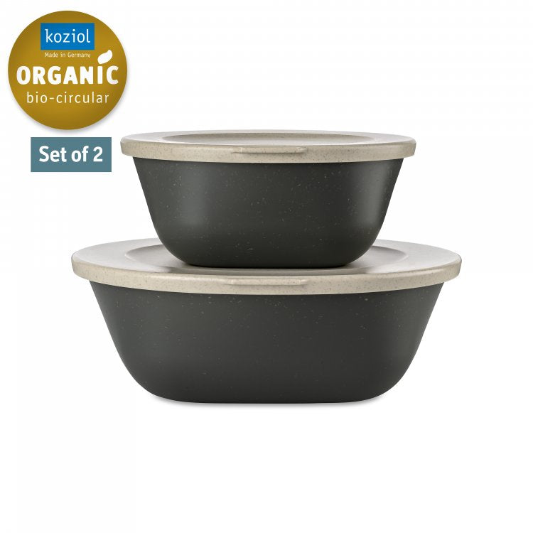 Koziol Skåle med låg 0,7L+1,3L, Connect Box Set Kopenhagen, Ash Grey