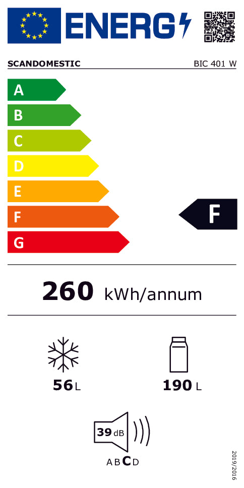 Integrerbar køle/fryseskab 246 liter - BIC 401 W Scandomestic