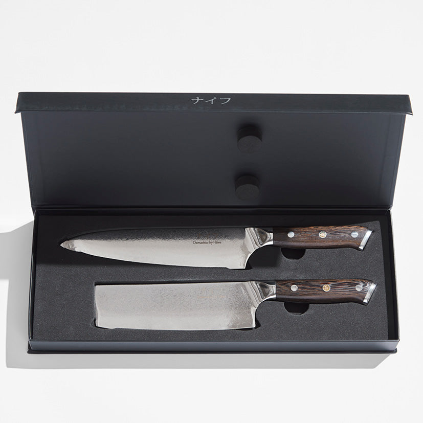 Damascus Chef kniv 32 cm + Grøntsagskniv 30 cm