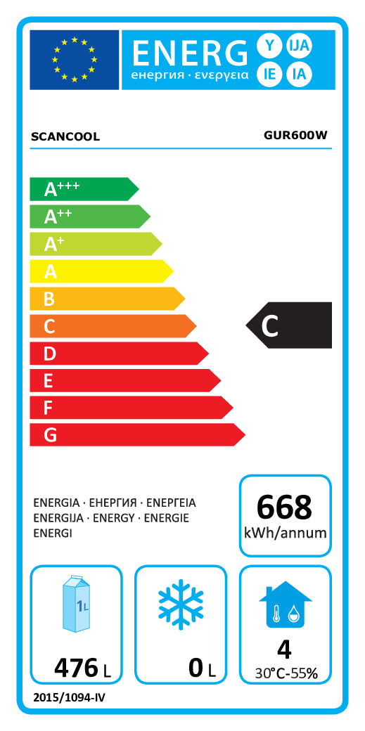 Lagerkøleskab 544 liter - GUR600W Scandomestic
