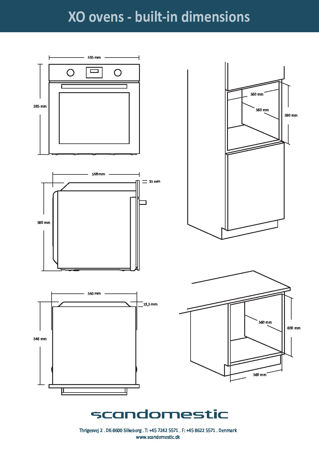 Indbygningsovn XO 7200-1 Scandomestic med indbyggede pyrolysefunktion