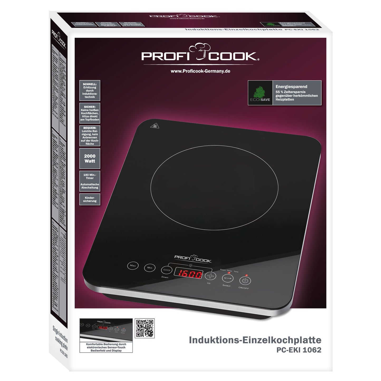 Mobil induktionsplade 1 zone - Profi Cook EKI 1062