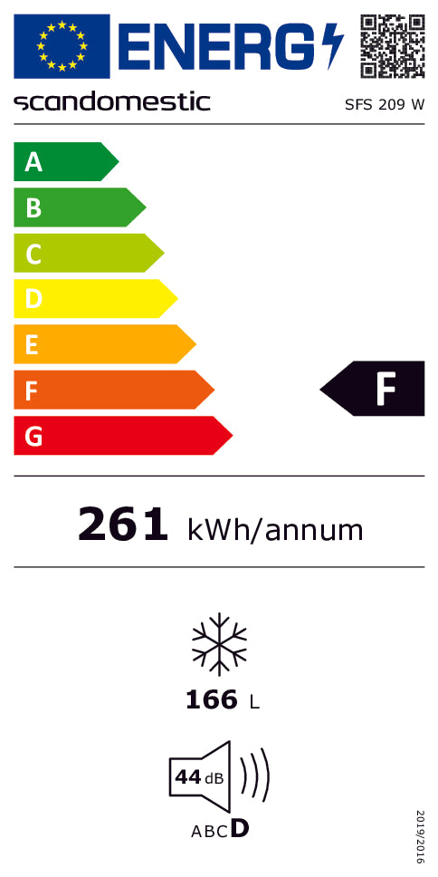 Fryseskab 181 liter - SFS 209 W Scandomestic