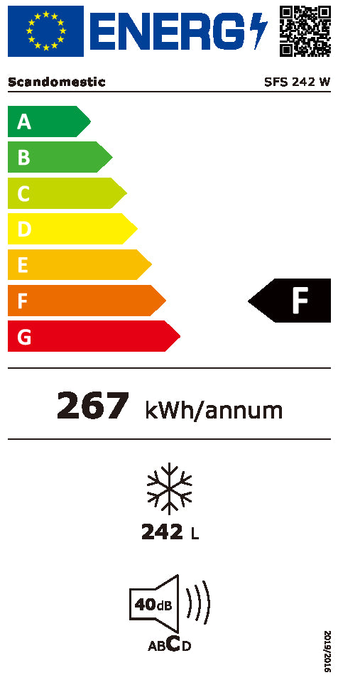 Fryseskab 245 liter - SFS 242 W Scandomestic