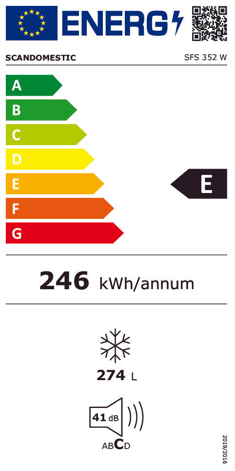 Fryseskab 274 liter - SFS 352 W Scandomestic