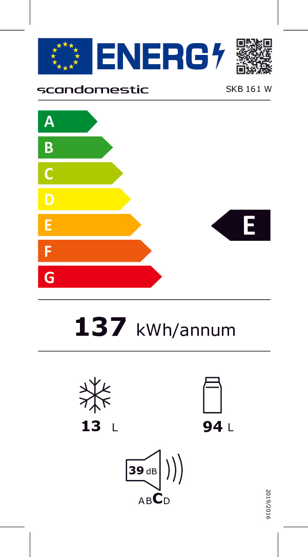 køle/fryseskab 107 liter - SKB 161 W Scandomestic