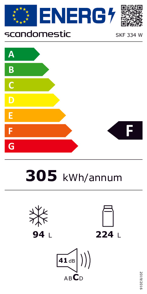Køle/fryseskab 318 liter - SKF 334 W Scandomestic