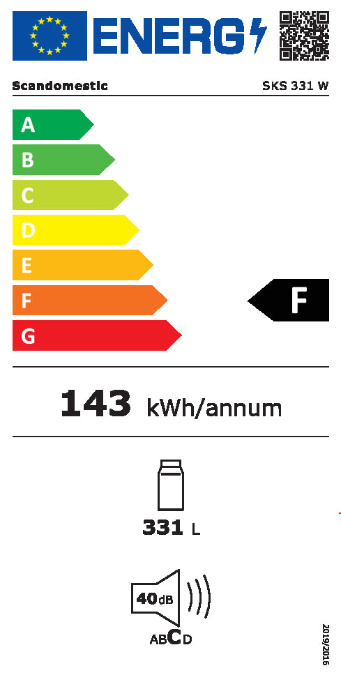 Køleskab 335 liter - SKS 331 W Scandomestic