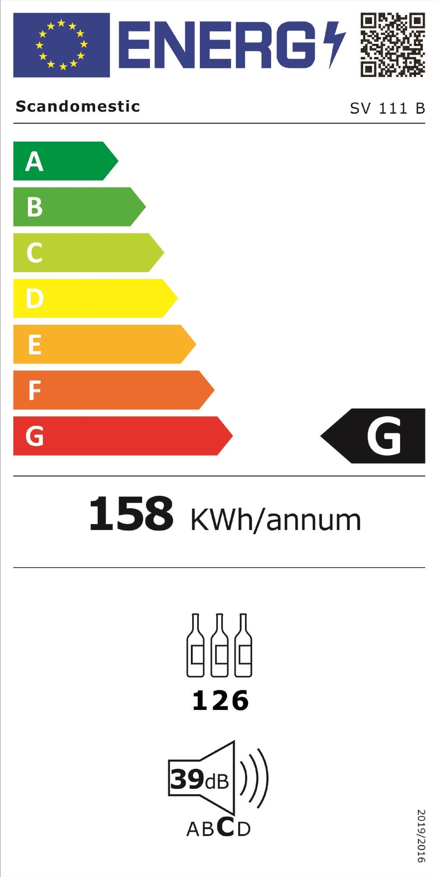 Vinkøleskab SV 111 B til 126 flasker - 1 zone - Scandomestic