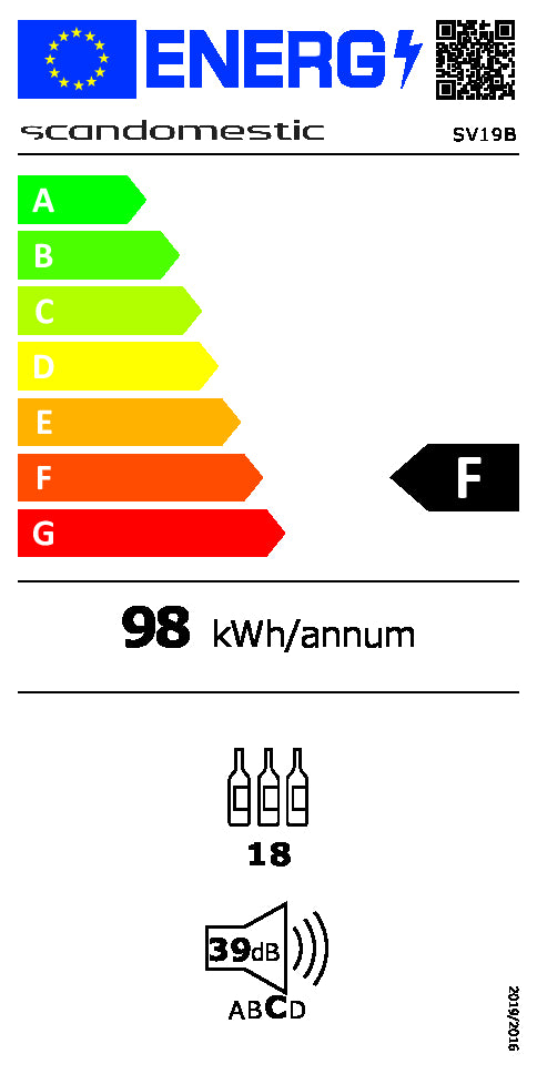 Vinkøleskab SV 19 B til 18 flasker - 1 zone - Scandomestic