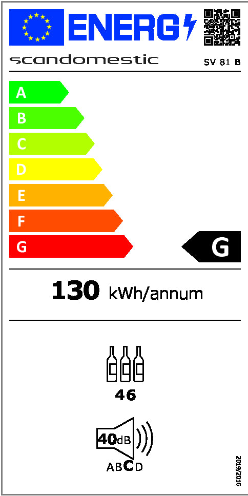 Vinkøleskab SV 81 B til 46 flasker - 1 zone - Scandomestic