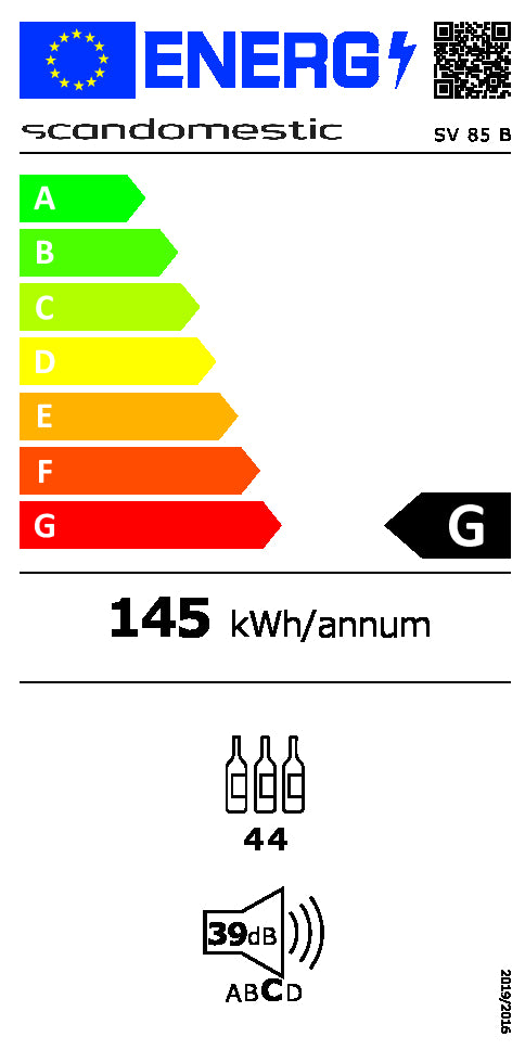 Vinkøleskab SV 85 B til 44 flasker - 2 zoner - Scandomestic
