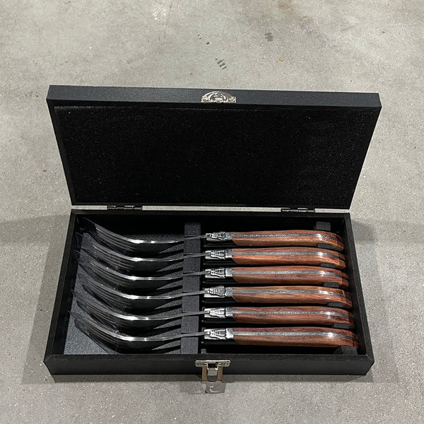 Laguiole Steakgafler - skaft af natur Rosewood 6 stk.