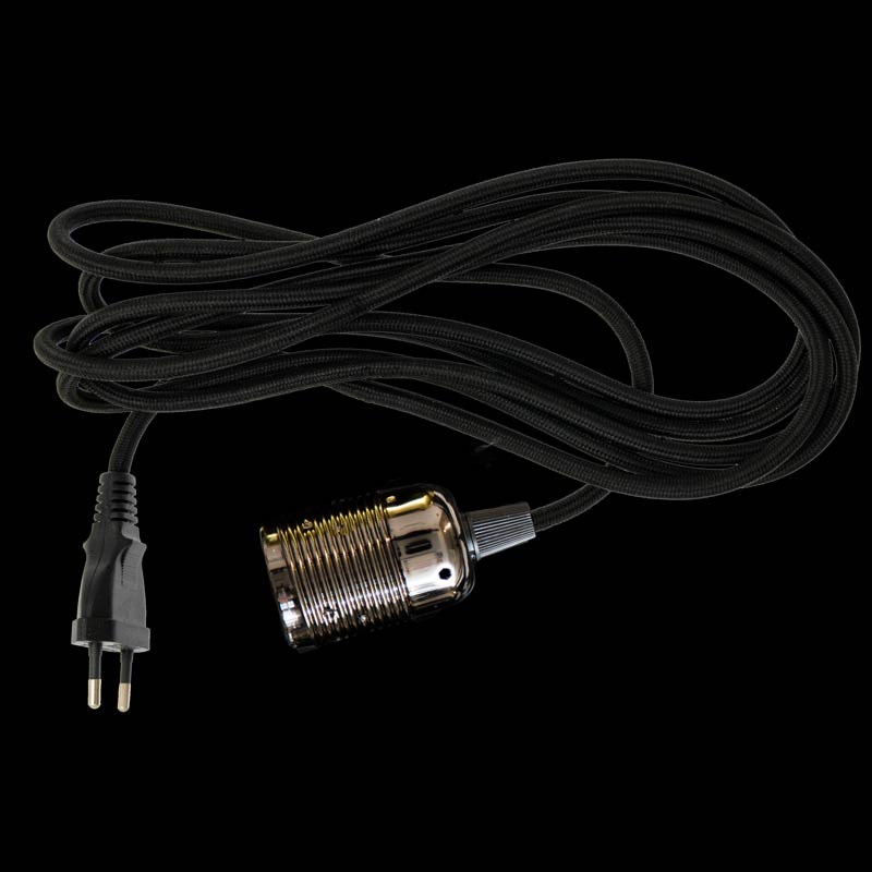 DANLAMP STOFLEDNING SORT E27 4 METER