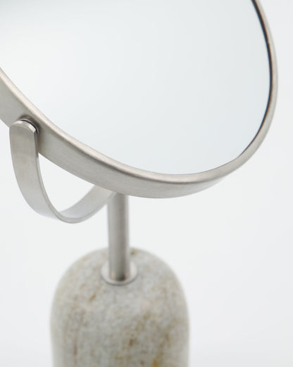 Meraki Marble Makeupspejl med 3x Forstørrelse og Marmorfod – Beige