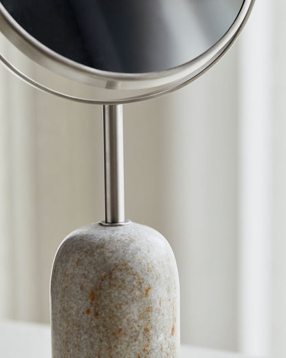 Meraki Marble Makeupspejl med 3x Forstørrelse og Marmorfod – Beige