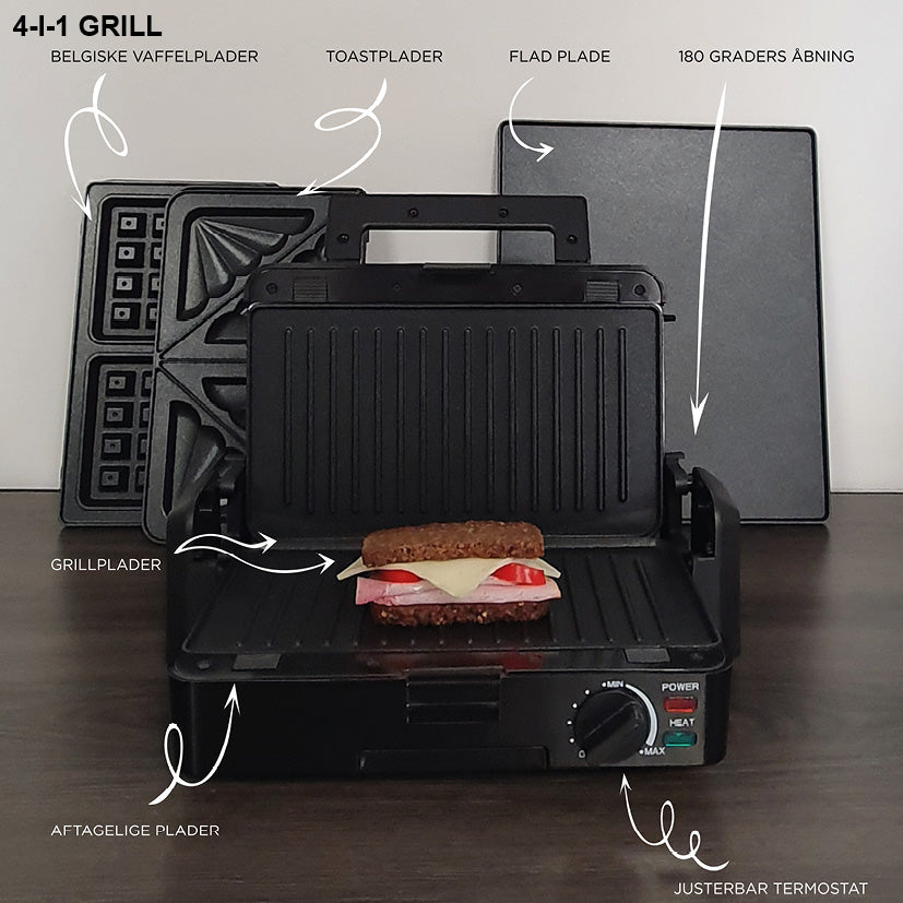 Haws multigrill 4-i-1 Vaffel, toast, flad og grill plade