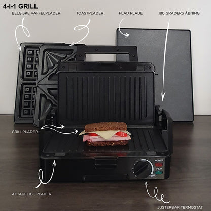 Haws multigrill 4-i-1 Vaffel, toast, flad og grill plade