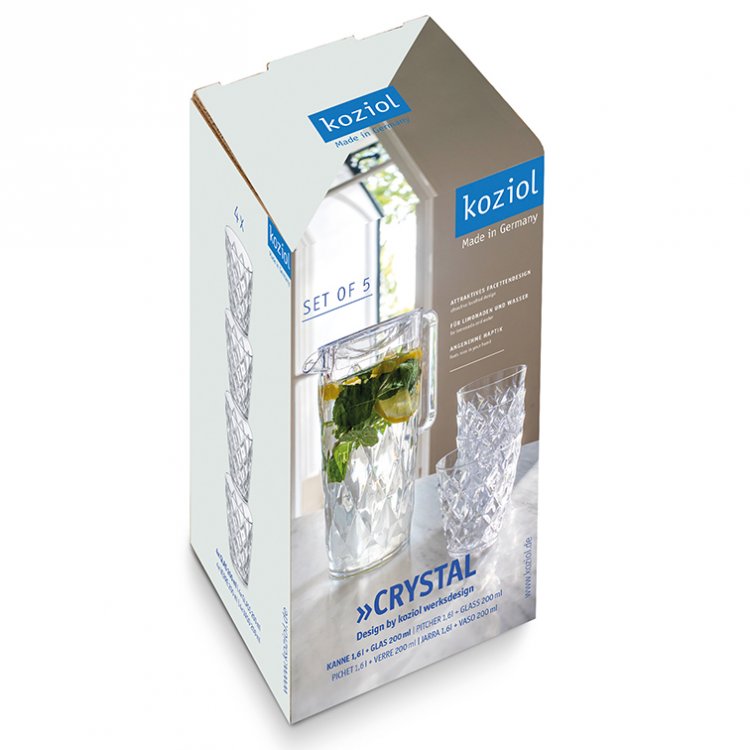 Koziol kande med 4 glas, Brudsikkert plastik