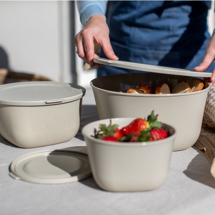 Koziol Skåle med låg 1L+2L+4L, Connect Box Set Stockholm, Desert Sand