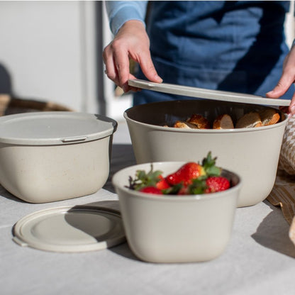 Koziol Skåle med låg 1L+2L+4L, Connect Box Set Stockholm, Desert Sand