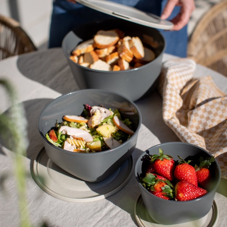 Koziol Skåle med låg 1L+2L+4L, Connect Box Set Stockholm, Ash Grey