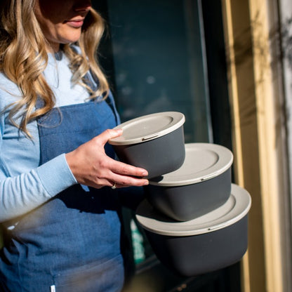 Koziol Skåle med låg 1L+2L+4L, Connect Box Set Stockholm, Ash Grey