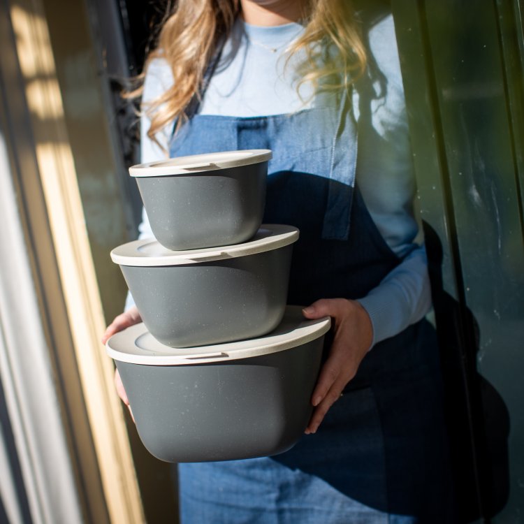 Koziol Skåle med låg 1L+2L+4L, Connect Box Set Stockholm, Ash Grey