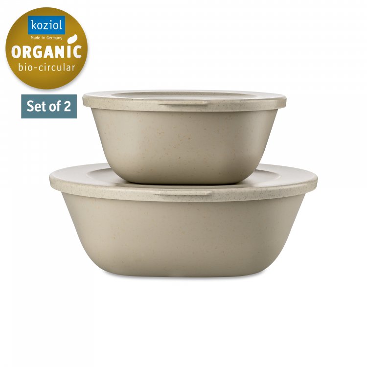 Koziol Skåle med låg 0,7L+1,3L, Connect Box Set Kopenhagen, Desert Sand