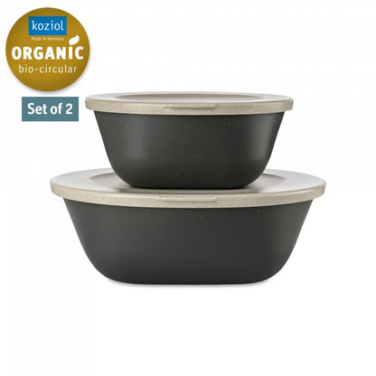 Koziol Skåle med låg 0,7L+1,3L, Connect Box Set Kopenhagen, Ash Grey