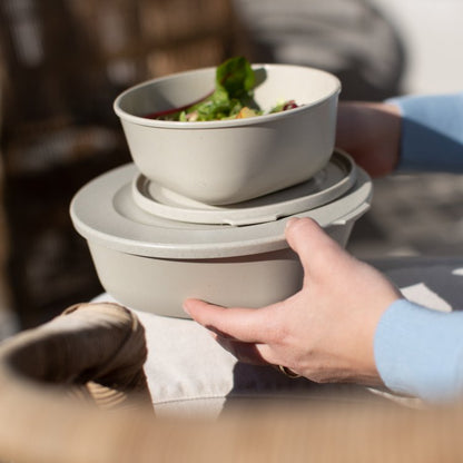 Koziol Skåle med låg 0,7L+1,3L, Connect Box Set Kopenhagen, Desert Sand