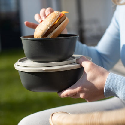 Koziol Skåle med låg 0,7L+1,3L, Connect Box Set Kopenhagen, Ash Grey