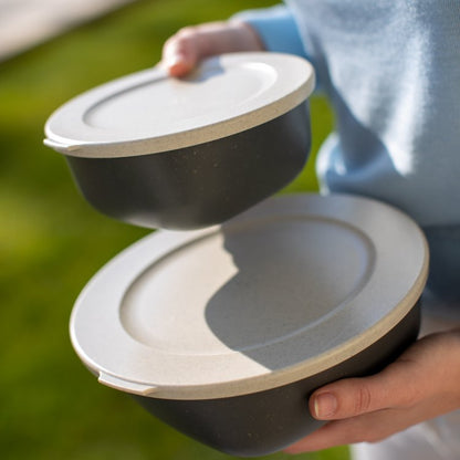 Koziol Skåle med låg 0,7L+1,3L, Connect Box Set Kopenhagen, Ash Grey