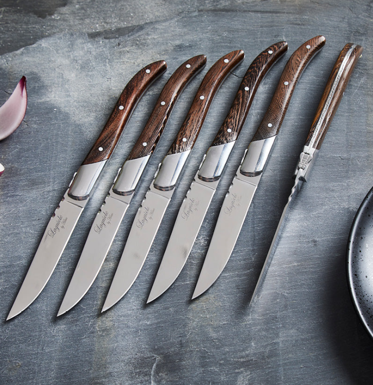 Laguiole Steakbestik i Wenge træ – Sæt med 6 Steakknive & 6 Steakgafler