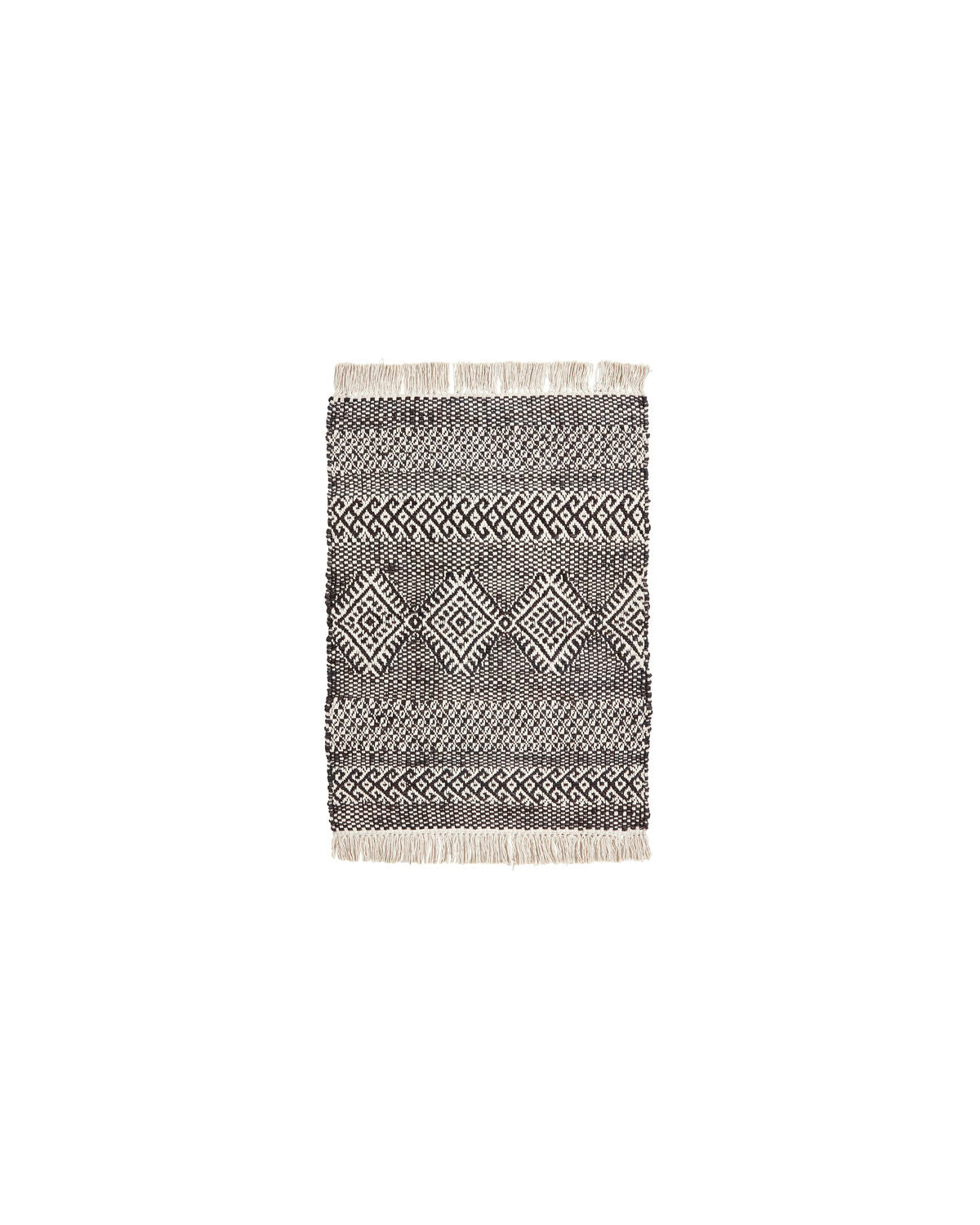 House Doctor Ethnic Tæppe – Sort og Naturfarvet 60x90 cm