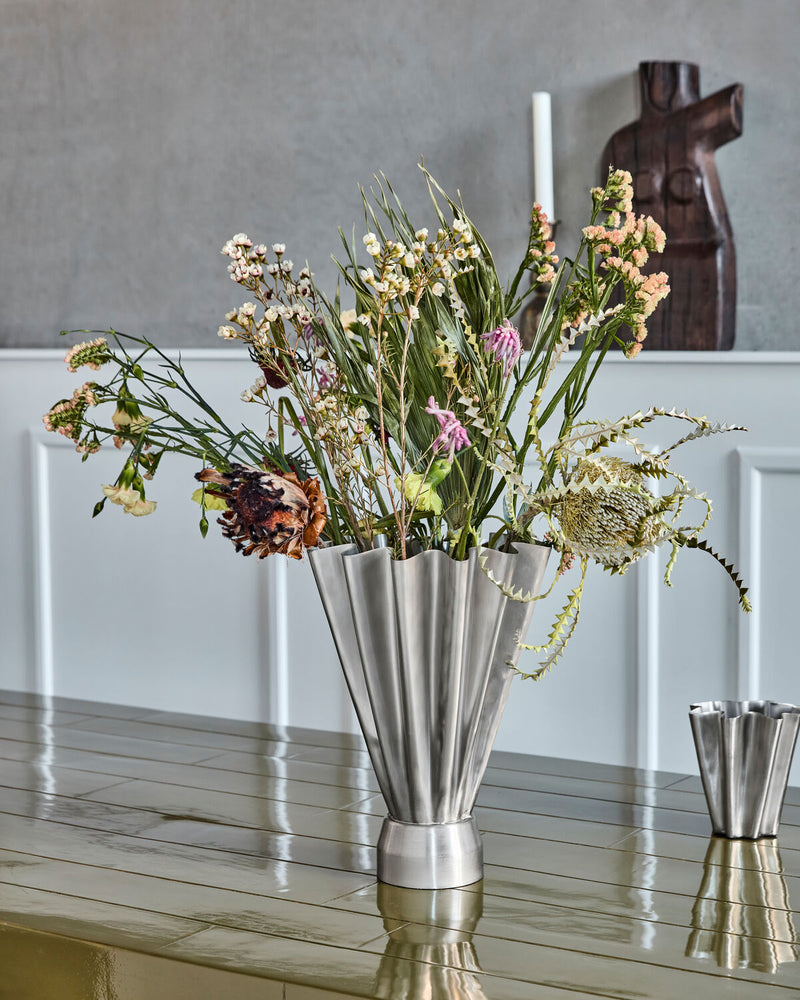 House Doctor - HDFlood Vase - Børstet sølvfinish
