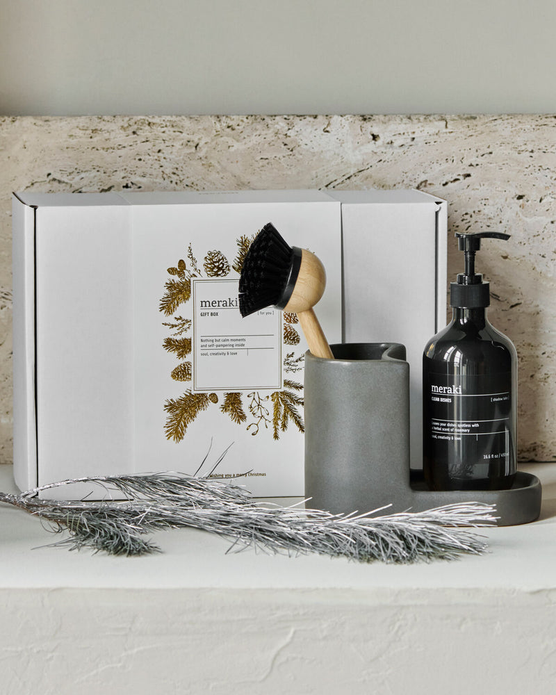 Meraki Shadow Lake Gaveæske – Opvaskemiddel, Opvaskebørste & Holder 490 ml