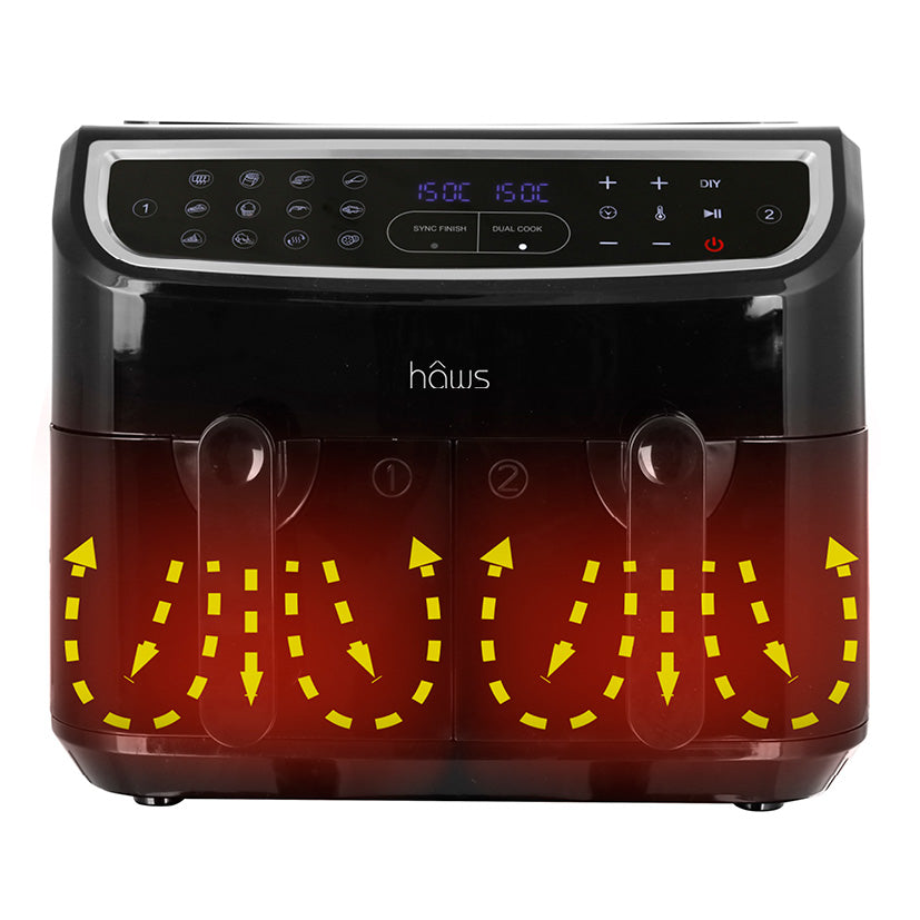 Haws Air Fryer 2 x 4,5L Sejerø dobbelt + Gratis Steak Champ Olie Spray