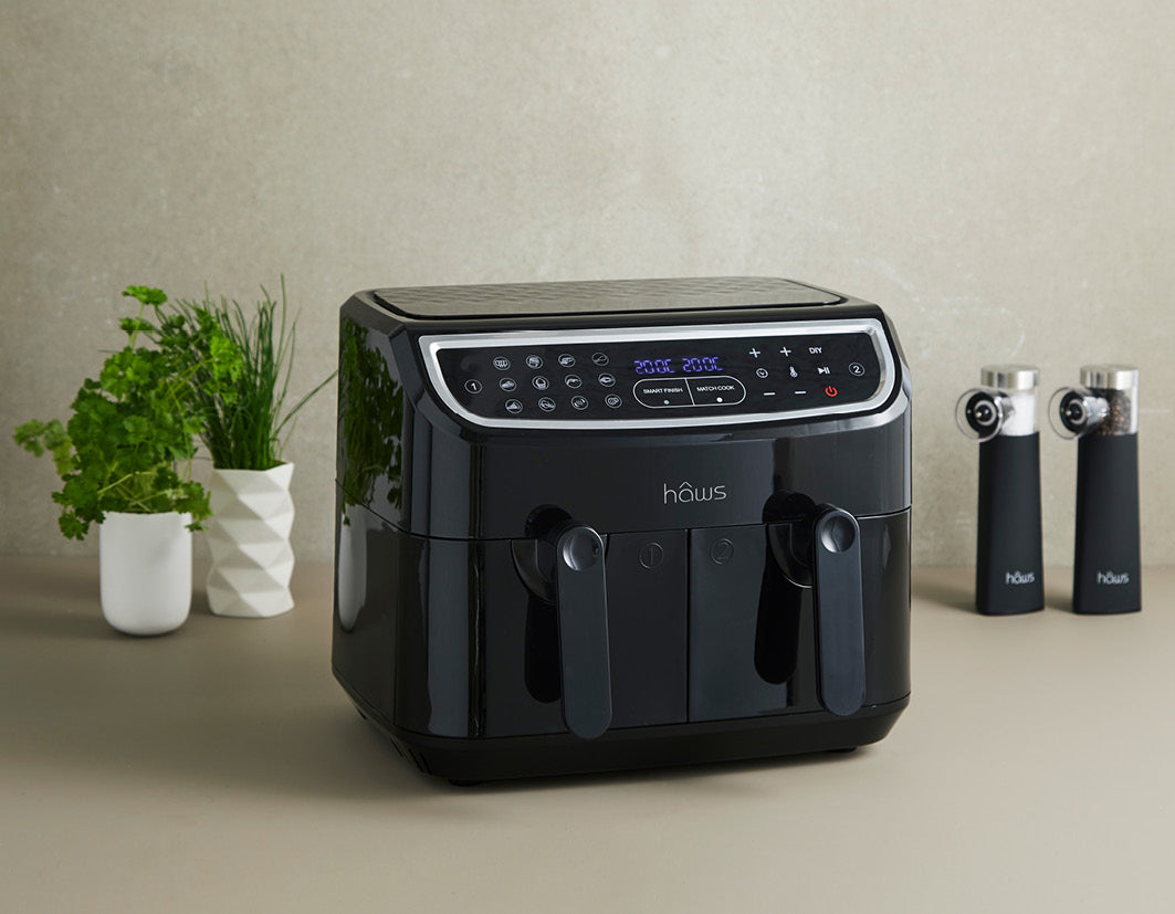 Haws Air Fryer 2 x 4,5L Sejerø dobbelt + Gratis Steak Champ Olie Spray