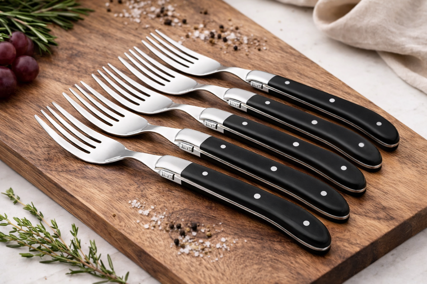 Laguiole Steakgaffel - skaft af sort ibenholt 6 stk.