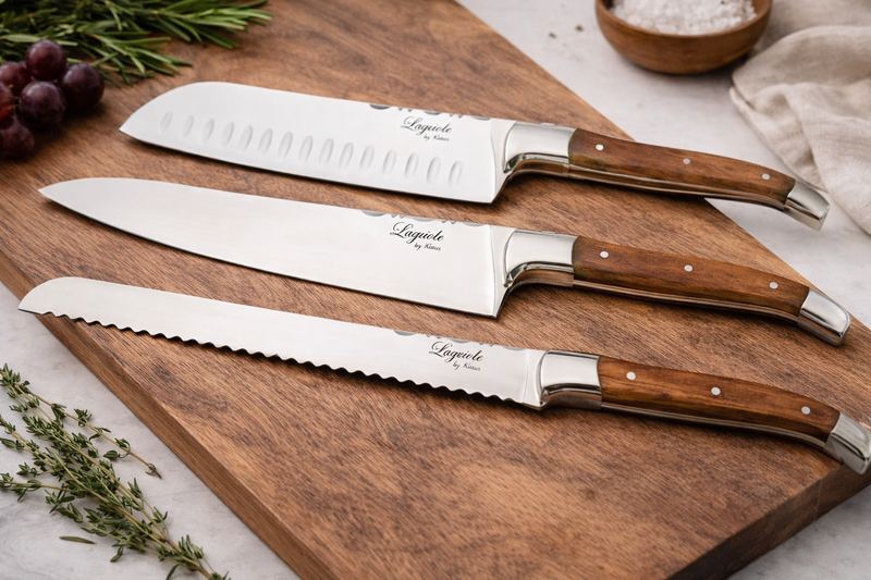 Laguiole kokkeknive 3 stk. med oliven træskaft