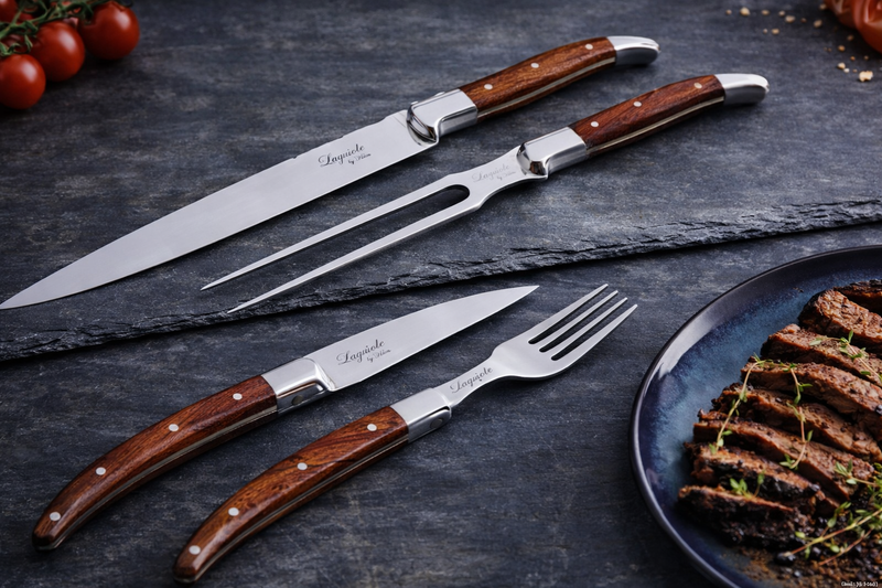 Laguiole pakkeløsning Knive, gafler og forskæresæt med rosewood skaft