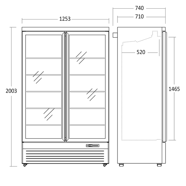 Display køleskab 1081 liter sort - DC1080BB Scandomestic