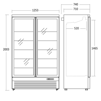 Display køleskab 1081 liter sort - DC1080BB Scandomestic
