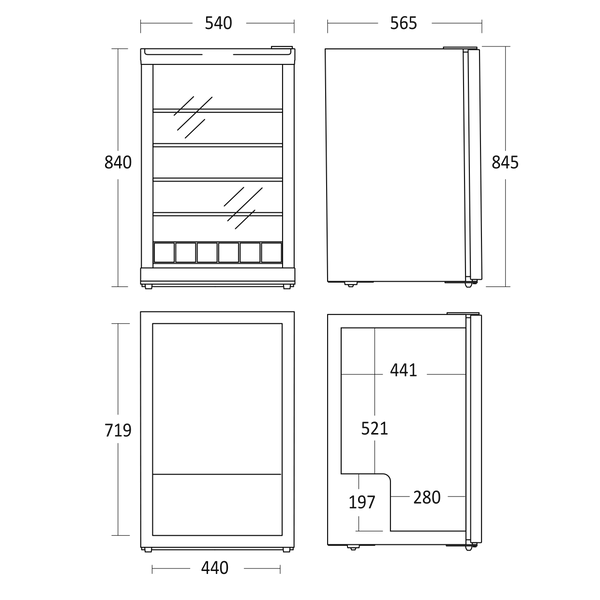 Displaykøleskab 126 liter - DKS 142 BE Scandomestic