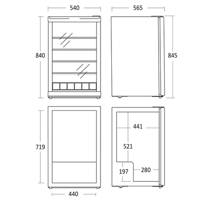 Displaykøleskab 126 liter - DKS 142 BE Scandomestic