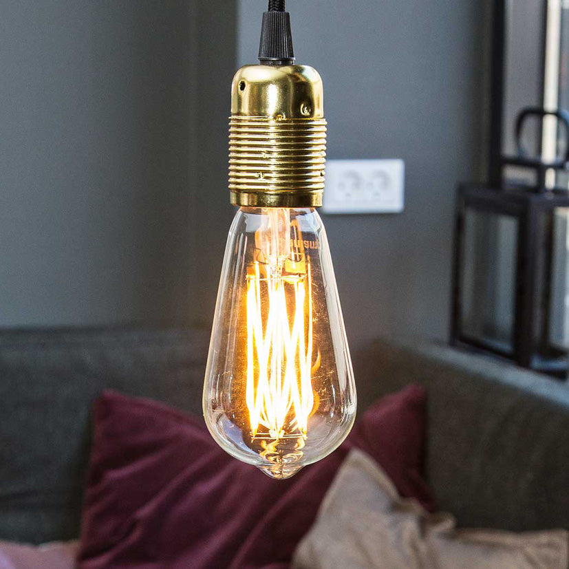 LAMPE + STOFLEDNING MESSING FATNING - DANLAMP EDISON LED-6 240V 4W E27