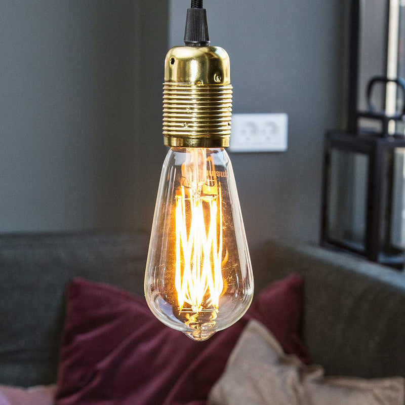 LAMPE + STOFLEDNING MESSING FATNING - DANLAMP EDISON LED-6 240V 4W E27