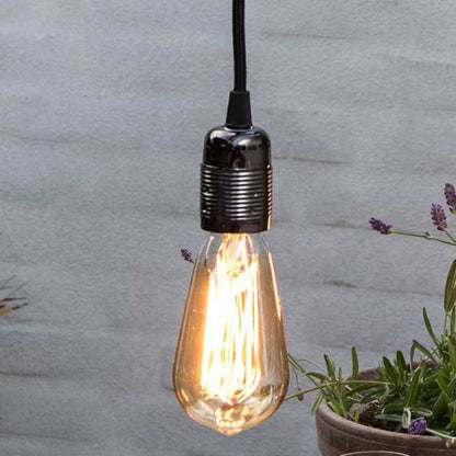 LAMPE + STOFLEDNING SORT FATNING - DANLAMP EDISON LED-6 240V 4W E27